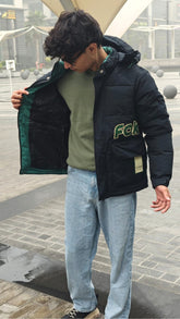 mens imported black FCK puffer jacket